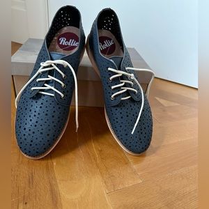 NWT Rollie Leather Derby Lazer Midnight Blue Shoes
